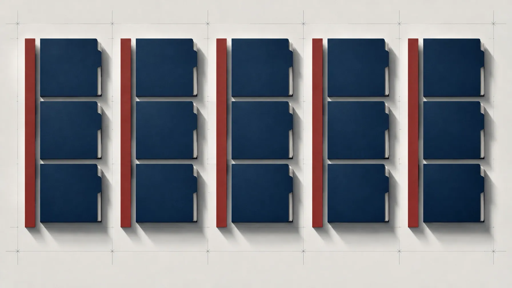 Tax document categories arranged in an orderly grid of folders